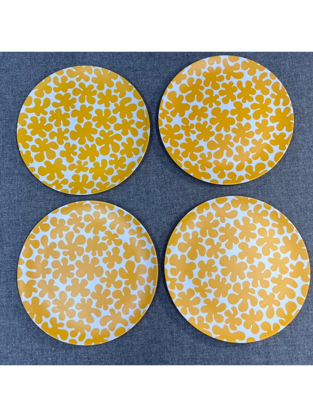 4 Marimekko for Target Melamine Yellow/Orange White 10 3/8" Plates Dinner Picnic